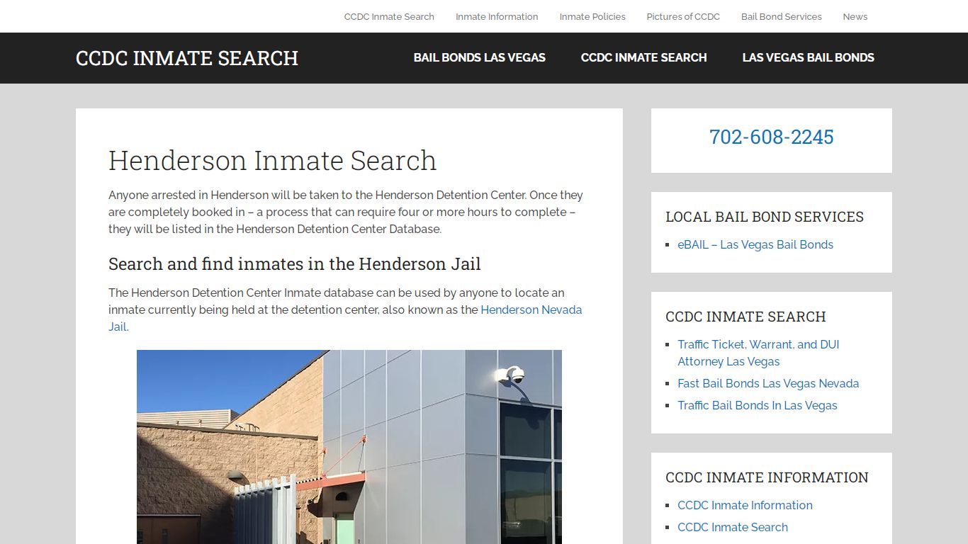 Henderson Detention Center, Nevada - CCDC Inmate Search